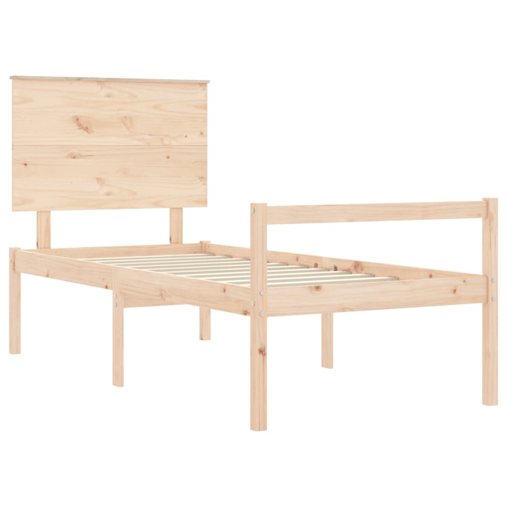 vidaXL Cama para personas mayores con cabecero madera maciza