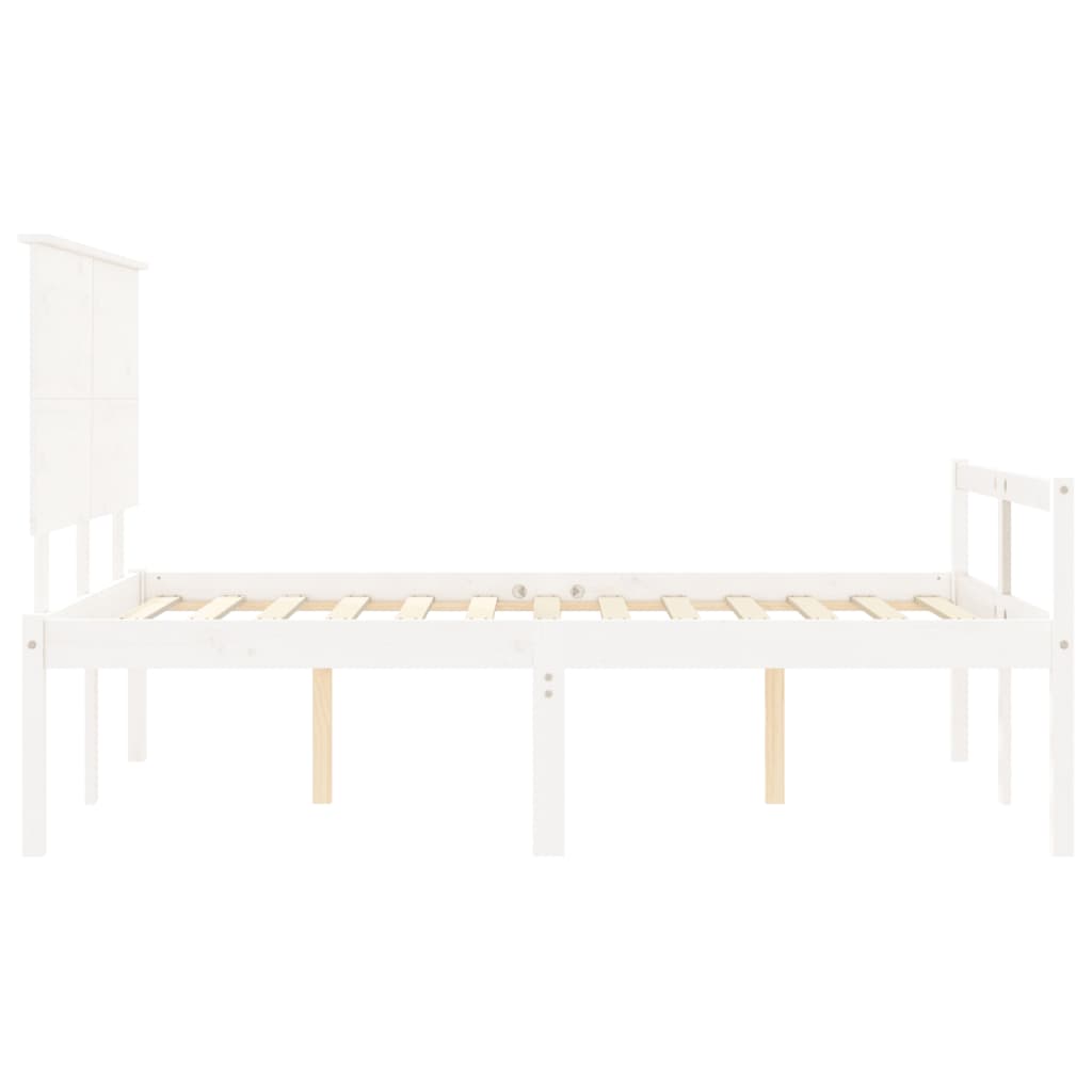 vidaXL Cama personas mayores cabecero madera maciza blanco 120x200 cm