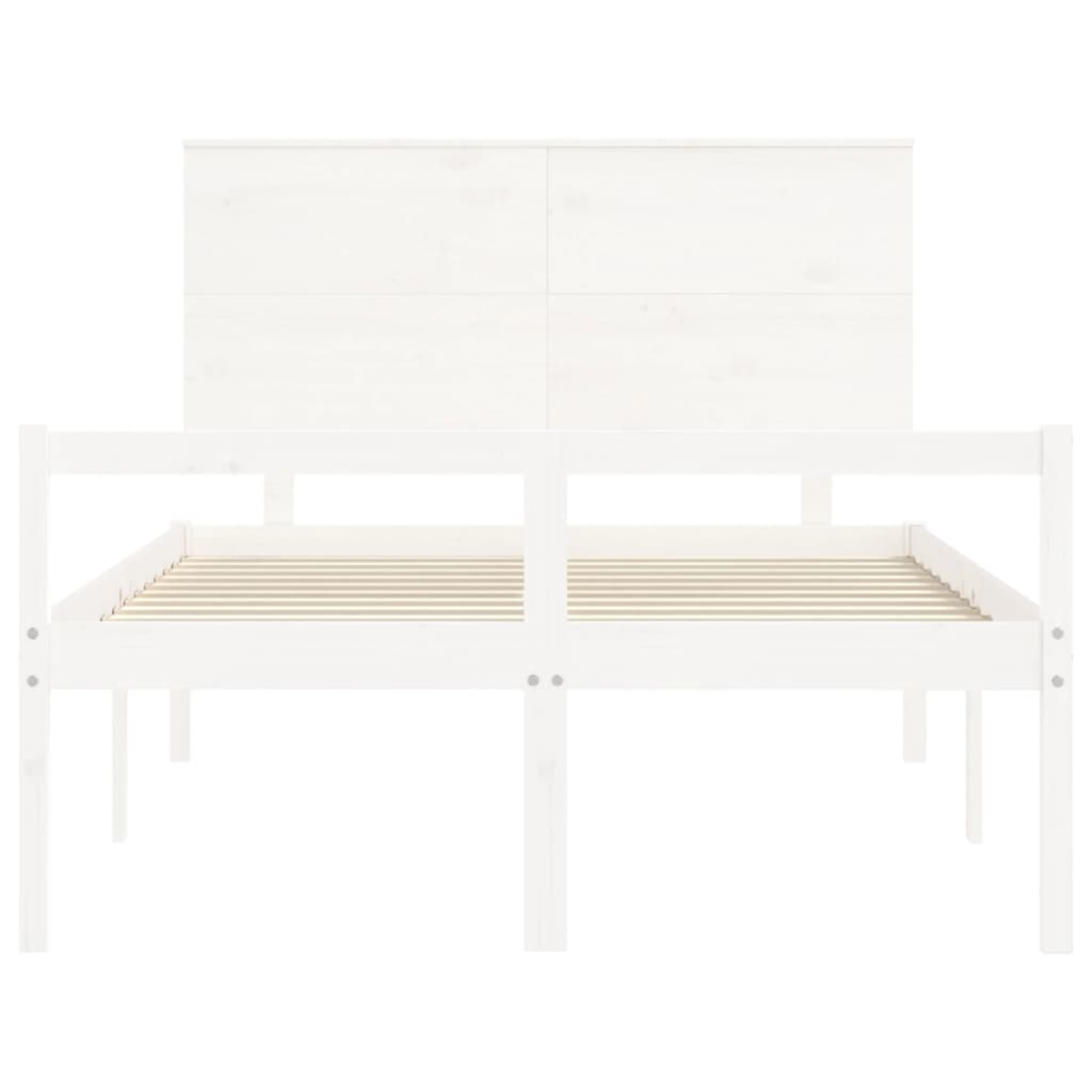 vidaXL Cama personas mayores cabecero madera maciza blanco 140x200 cm