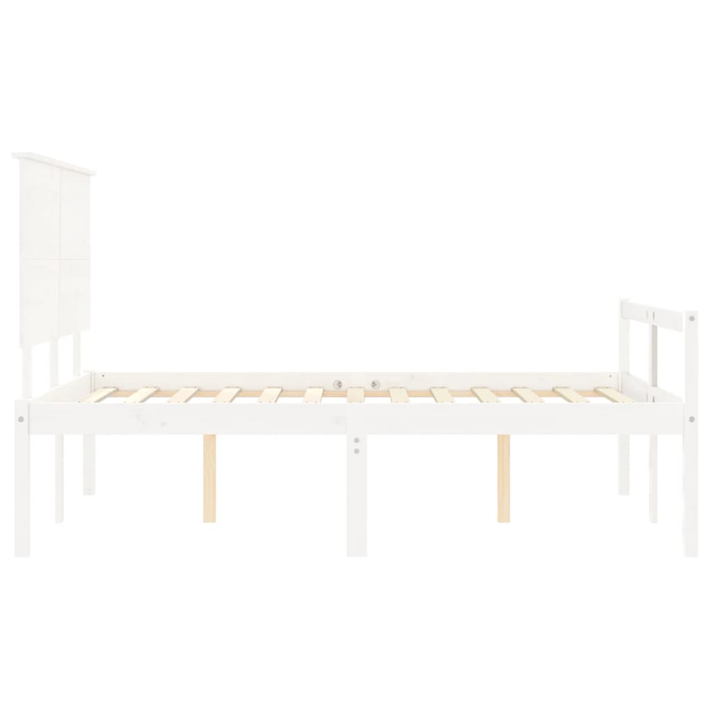 vidaXL Cama personas mayores cabecero madera maciza blanco 140x200 cm