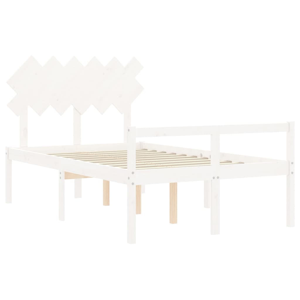 vidaXL Cama para personas mayores con cabecero madera maciza blanco