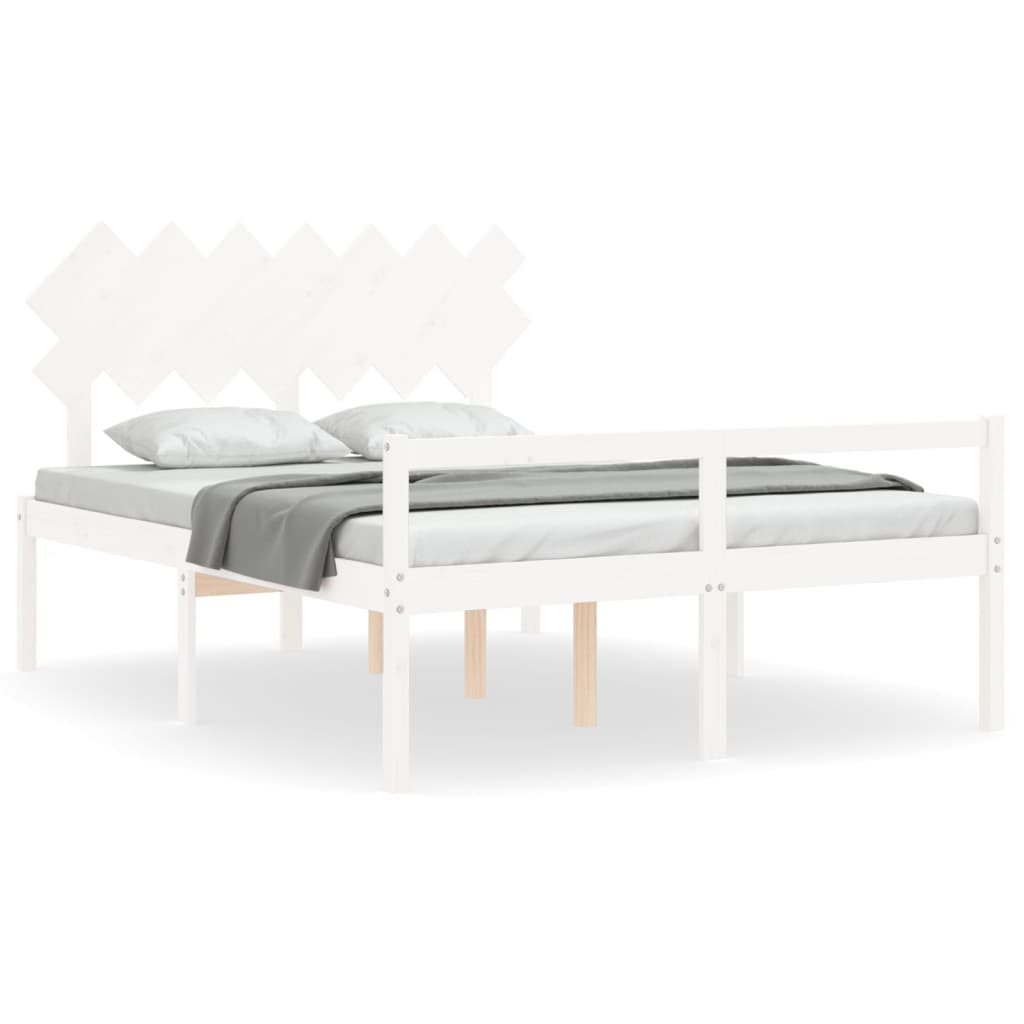 vidaXL Cama para personas mayores con cabecero madera maciza 140x190cm