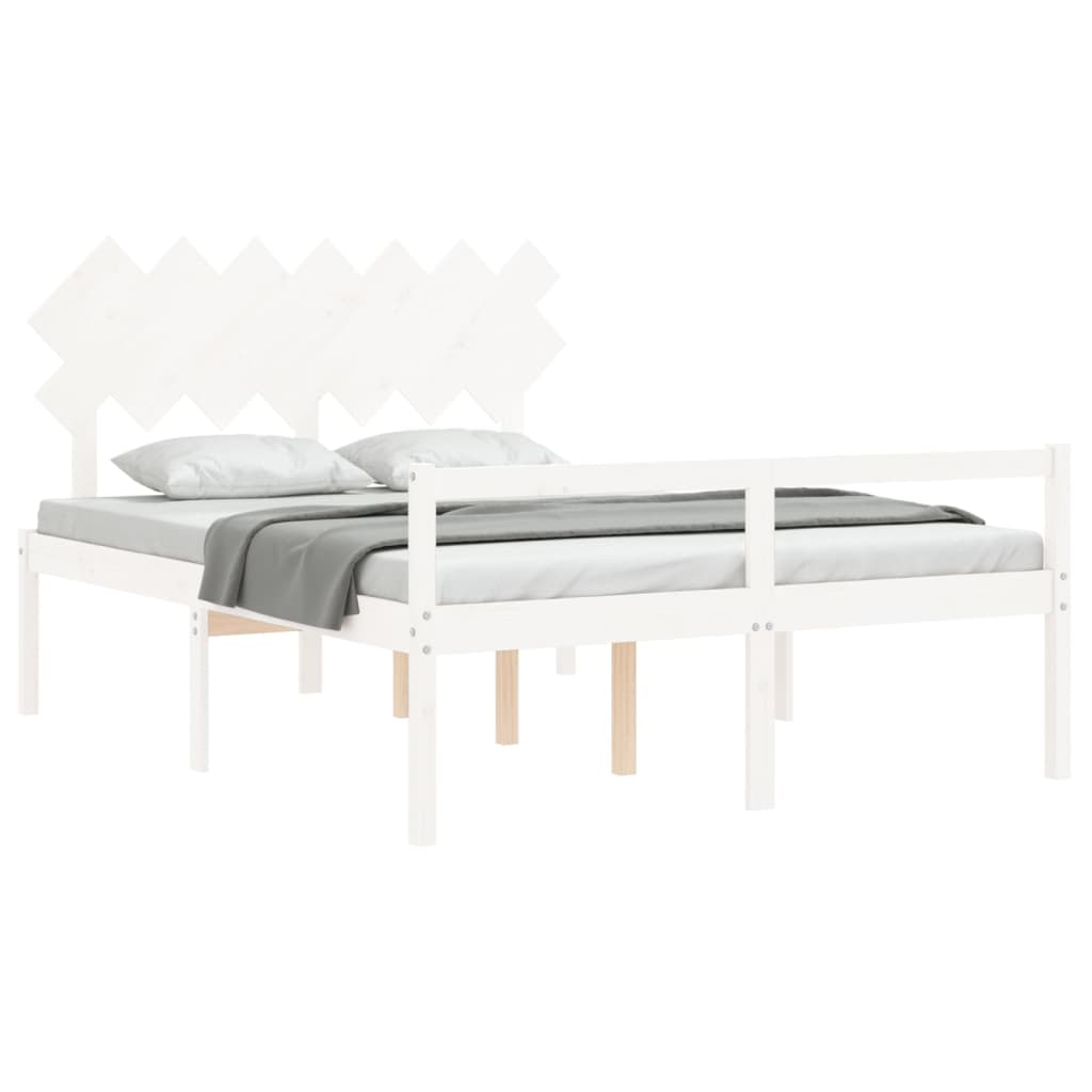 vidaXL Cama para personas mayores con cabecero madera maciza 140x190cm