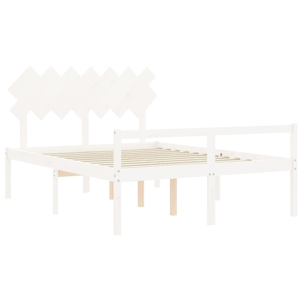 vidaXL Cama para personas mayores con cabecero madera maciza 140x190cm