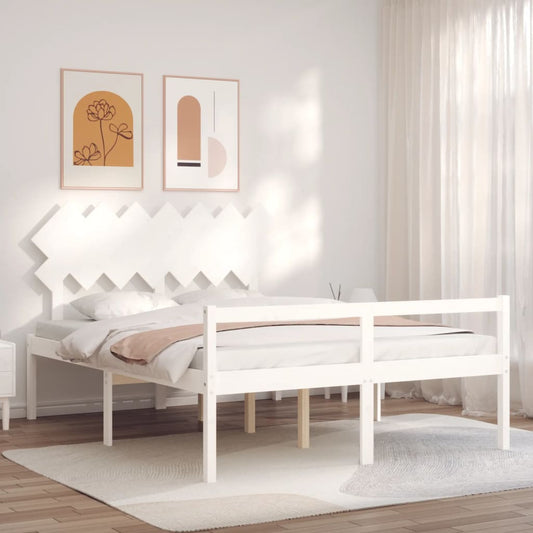 vidaXL Cama para personas mayores con cabecero madera maciza 140x190cm