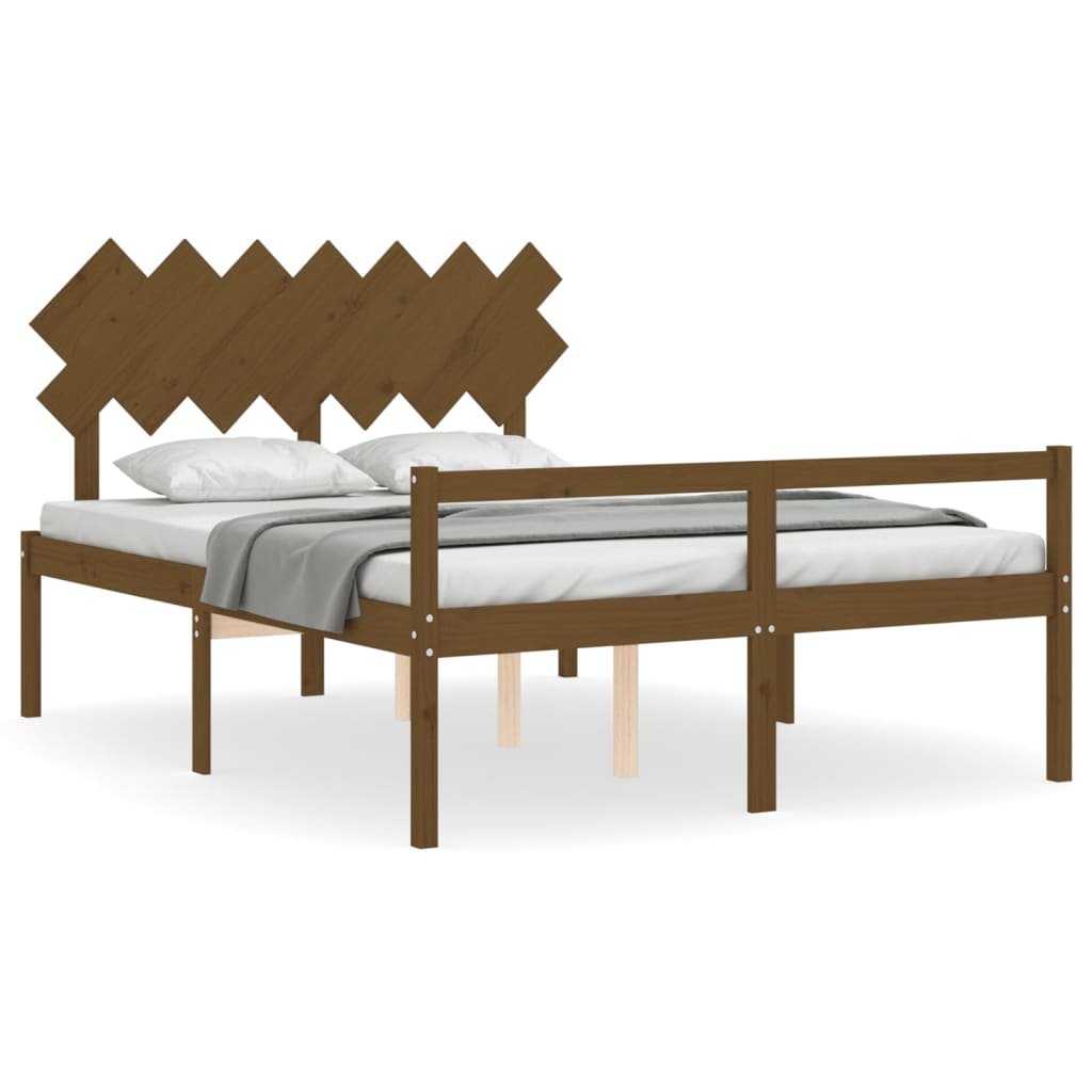 vidaXL Cama personas mayores cabecero madera marrón miel 140x190 cm