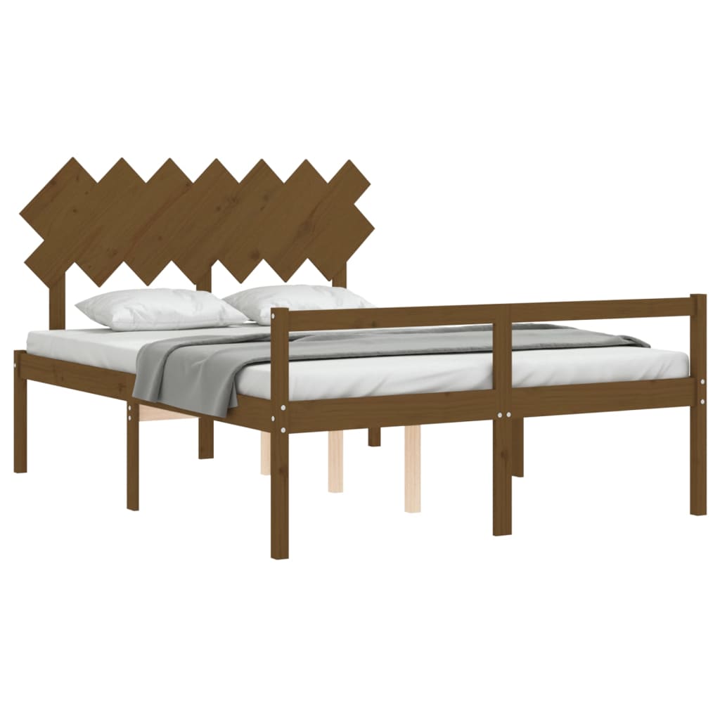 vidaXL Cama personas mayores cabecero madera marrón miel 140x190 cm