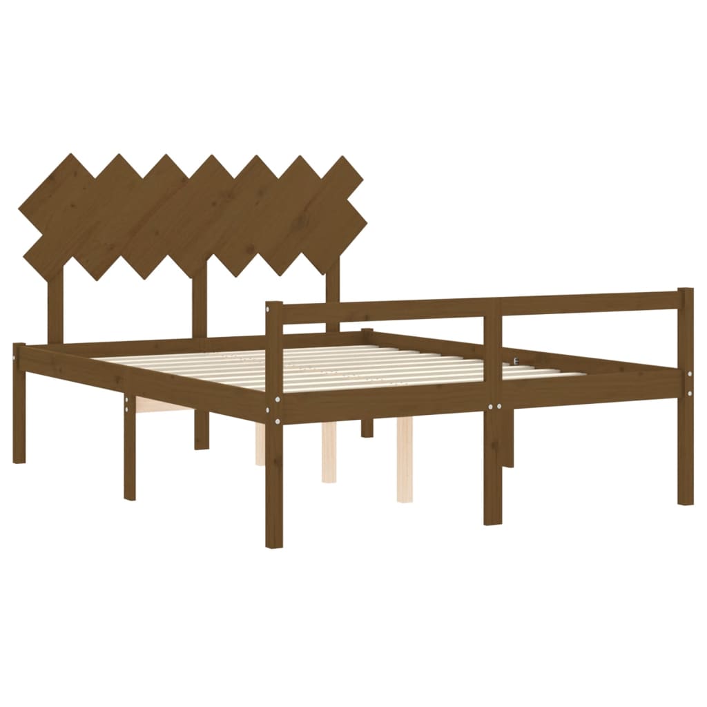 vidaXL Cama personas mayores cabecero madera marrón miel 140x190 cm