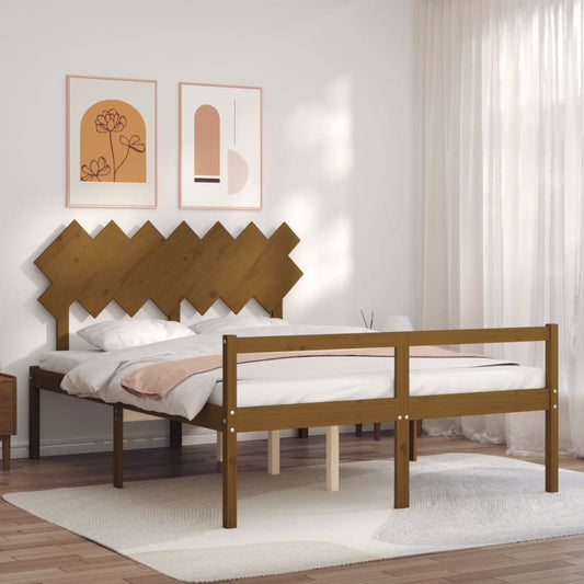 vidaXL Cama personas mayores cabecero madera marrón miel 140x190 cm