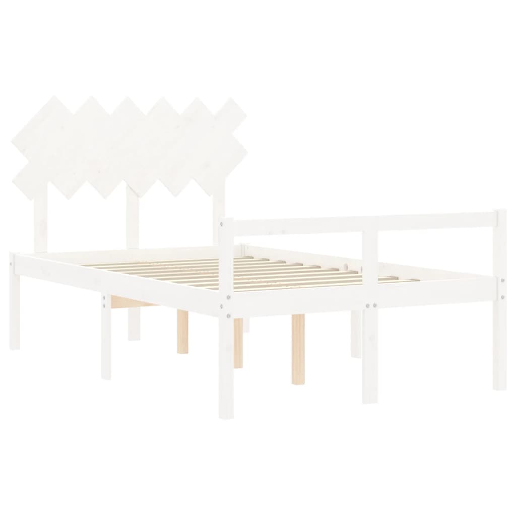 vidaXL Cama personas mayores cabecero madera maciza blanco 120x200 cm