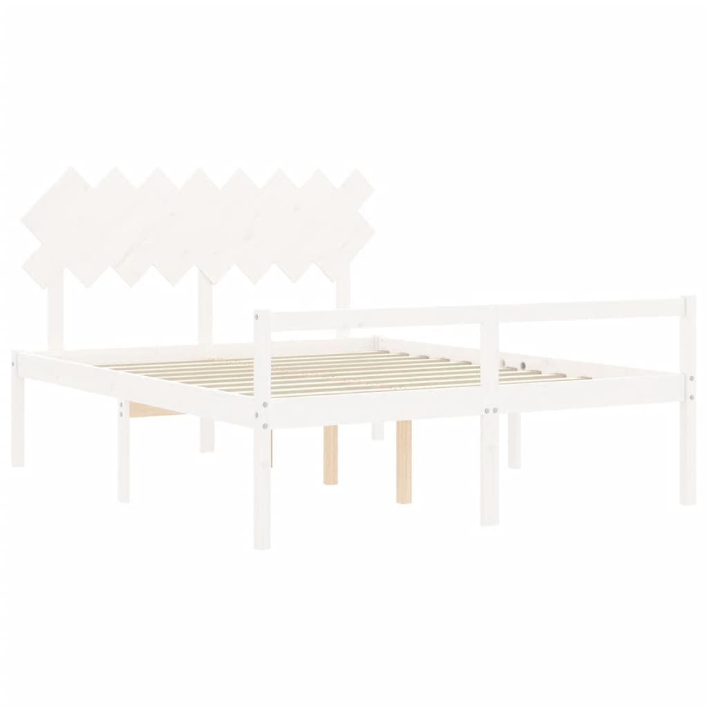 vidaXL Cama personas mayores cabecero madera maciza blanco 160x200 cm