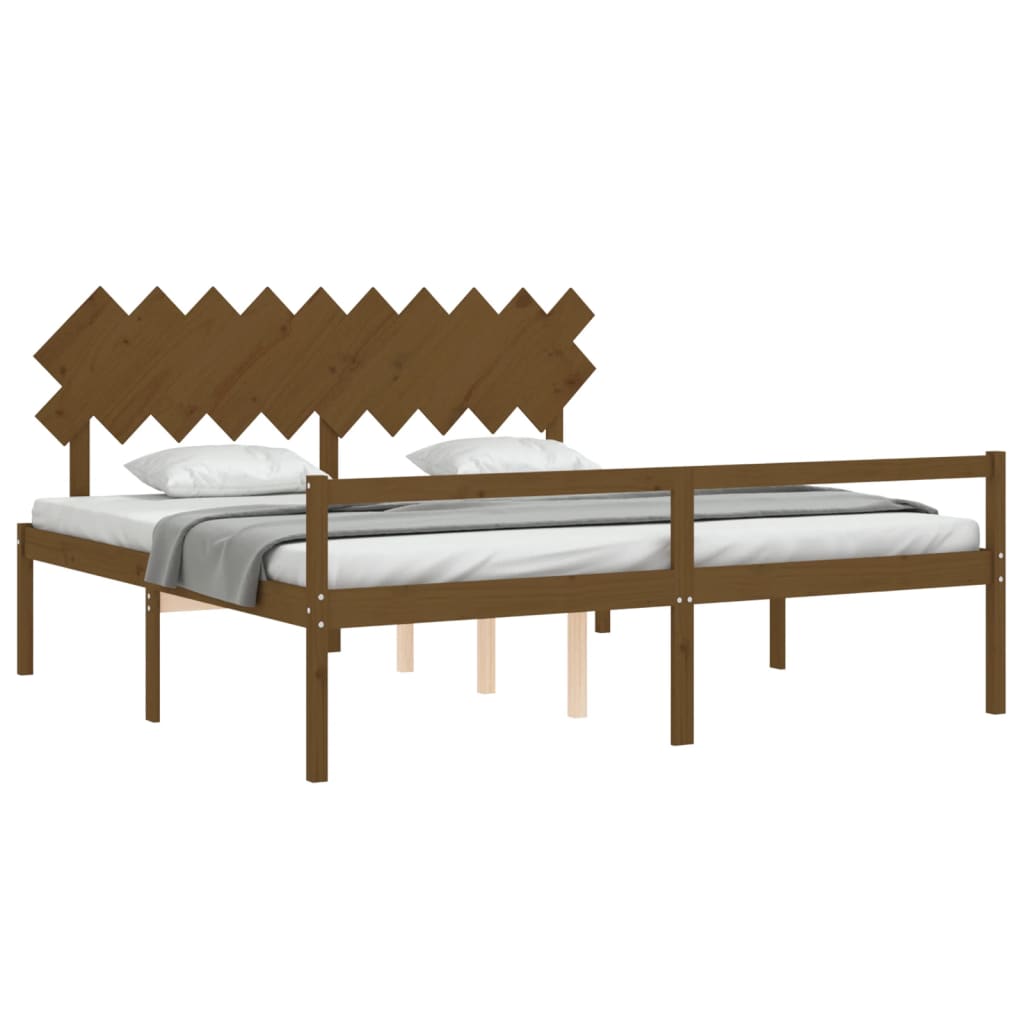 vidaXL Cama personas mayores cabecero madera marrón miel 200x200 cm