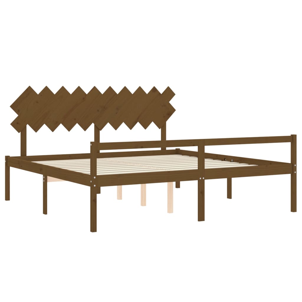 vidaXL Cama personas mayores cabecero madera marrón miel 200x200 cm