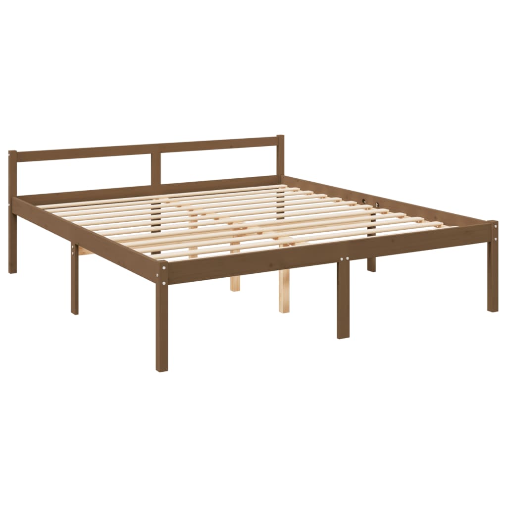 vidaXL Cama personas mayores cabecero madera marrón miel 200x200 cm