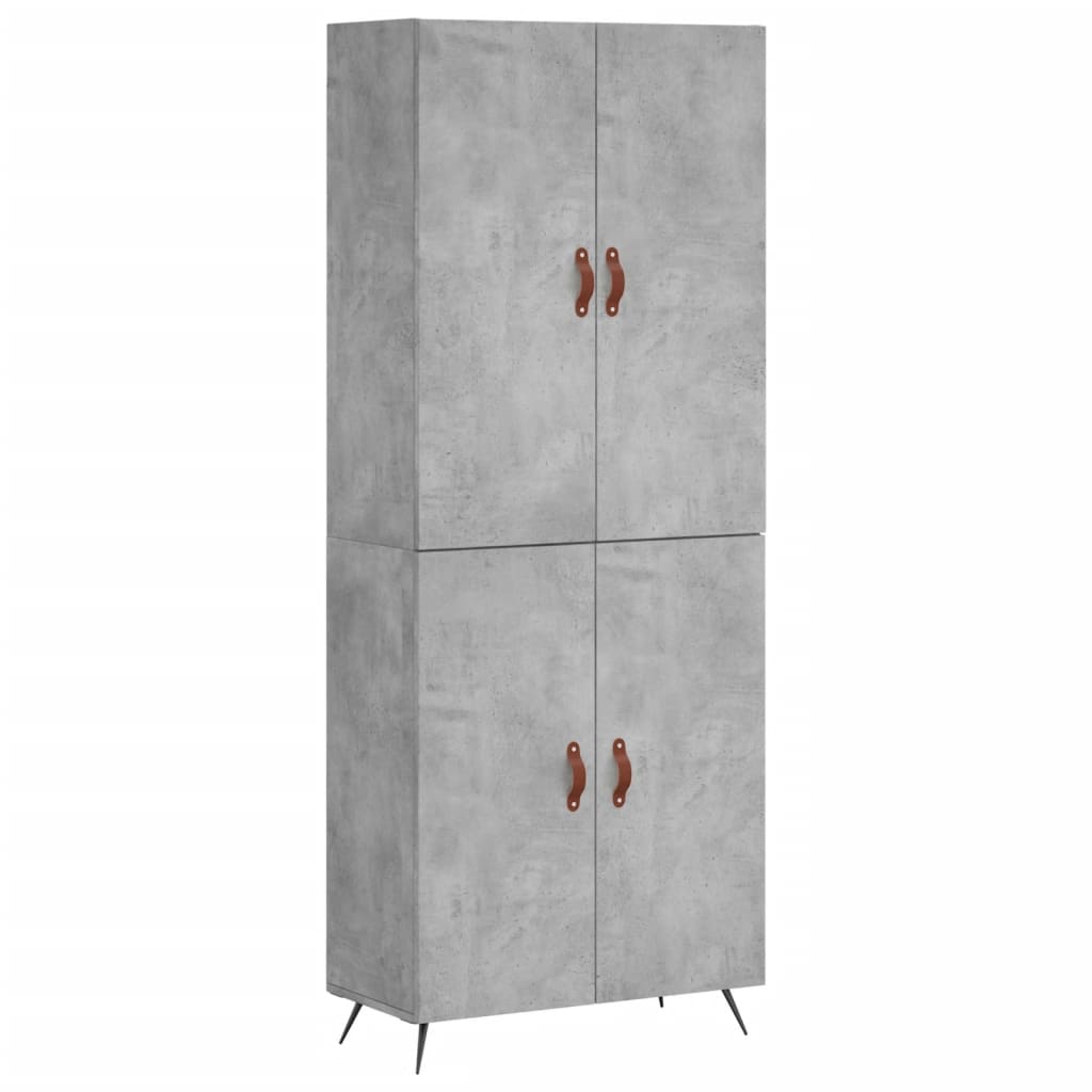 vidaXL Aparador alto madera contrachapada gris hormigón 69,5x34x180 cm