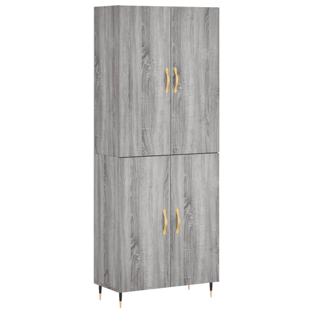 vidaXL Aparador alto madera contrachapada gris sonoma 69,5x34x180 cm