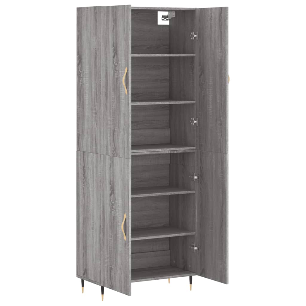 vidaXL Aparador alto madera contrachapada gris sonoma 69,5x34x180 cm