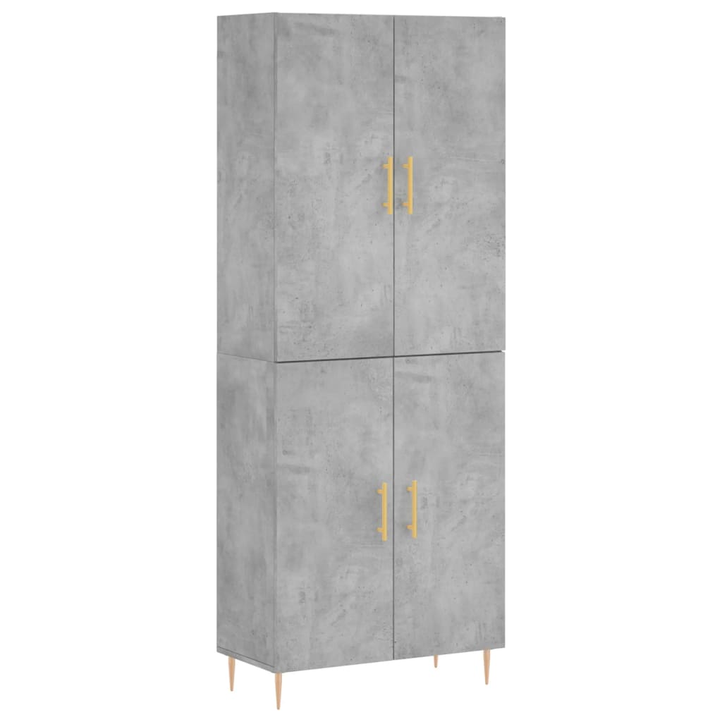 vidaXL Aparador alto madera contrachapada gris hormigón 69,5x34x180 cm