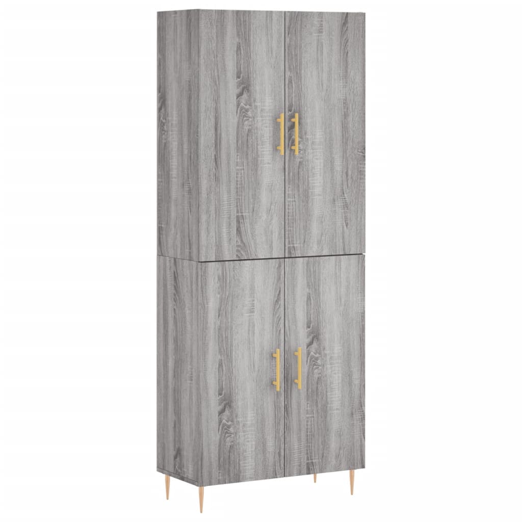 vidaXL Aparador alto madera contrachapada gris sonoma 69,5x34x180 cm