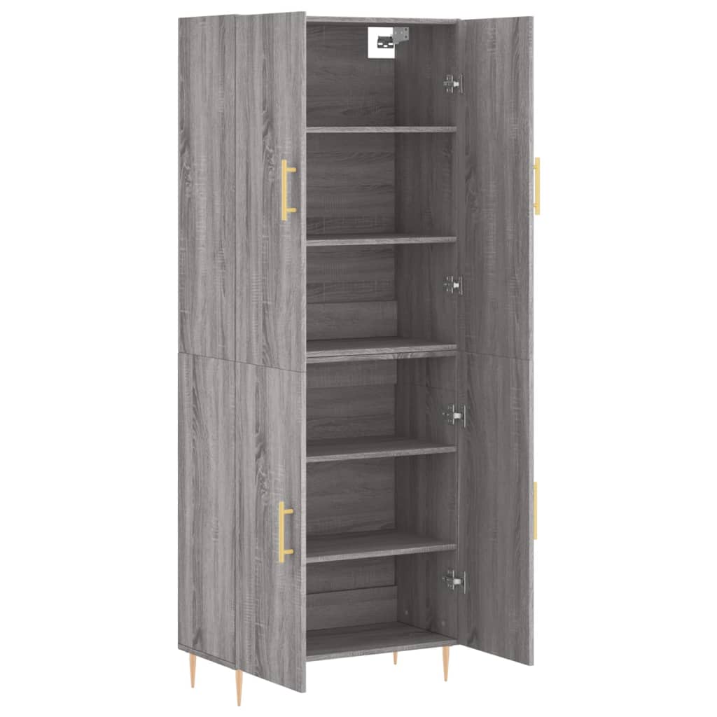 vidaXL Aparador alto madera contrachapada gris sonoma 69,5x34x180 cm