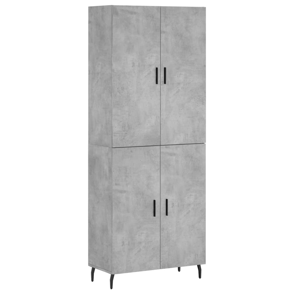 vidaXL Aparador alto madera contrachapada gris hormigón 69,5x34x180 cm