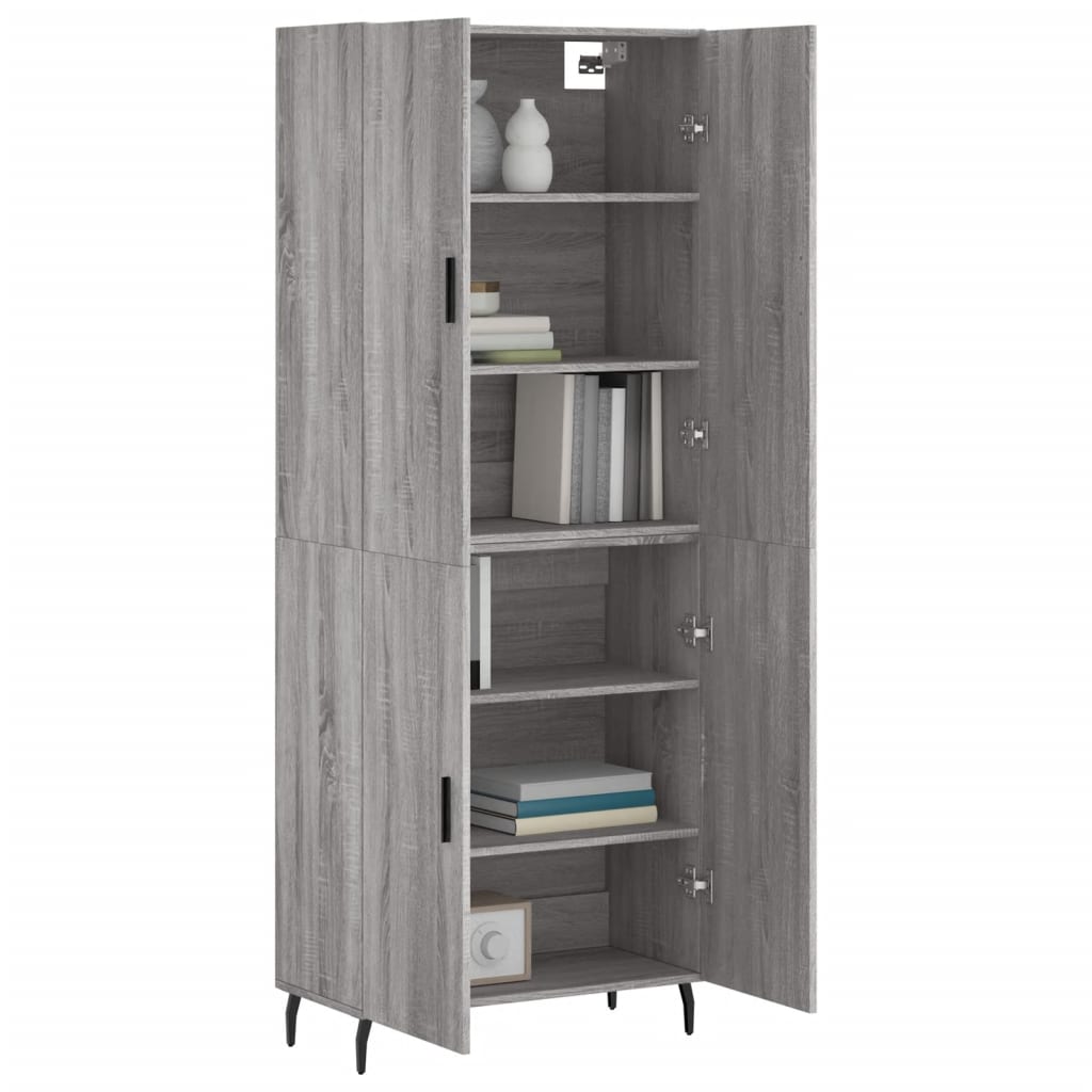 vidaXL Aparador alto madera contrachapada gris sonoma 69,5x34x180 cm