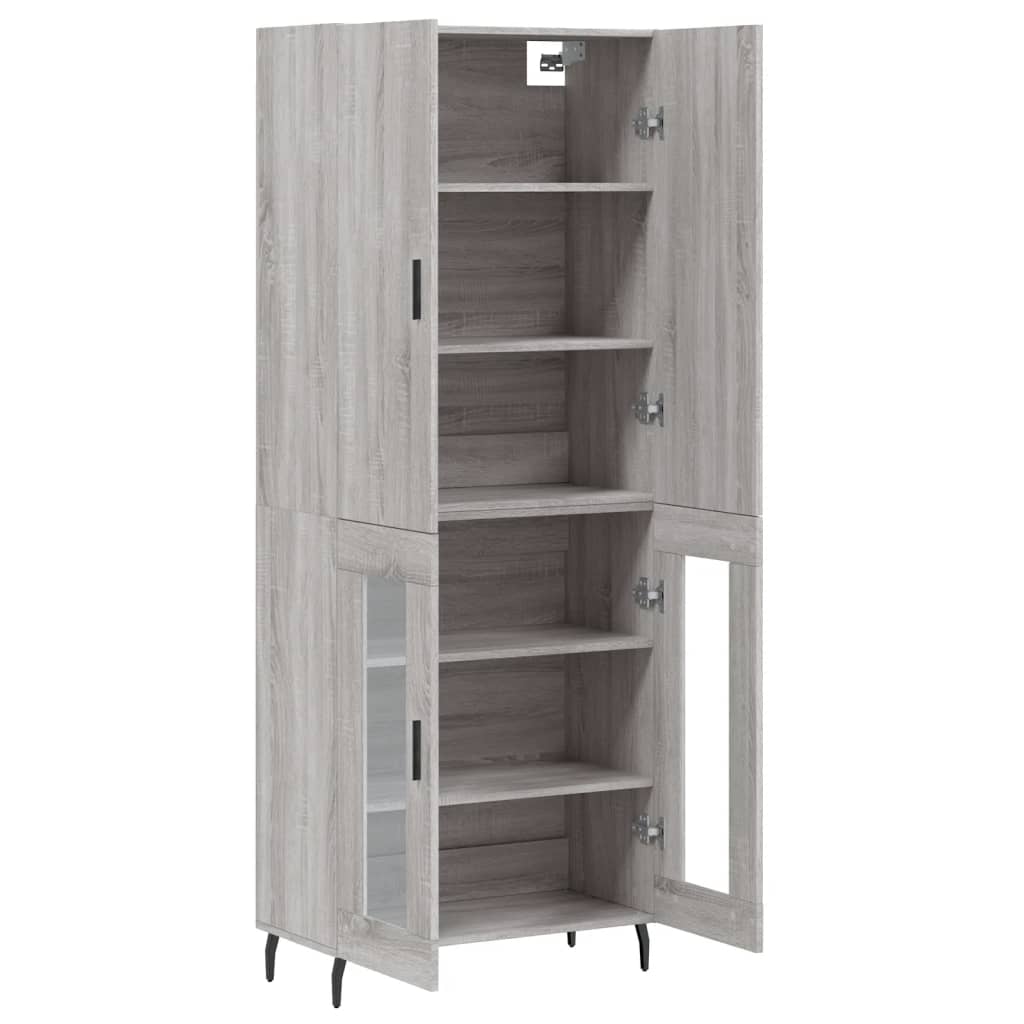 vidaXL Aparador alto madera contrachapada gris sonoma 69,5x34x180 cm