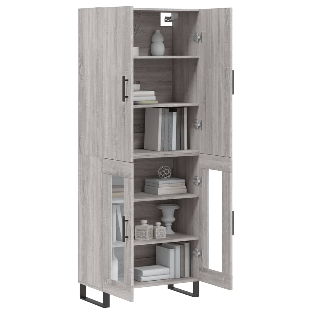 vidaXL Aparador alto madera contrachapada gris sonoma 69,5x34x180 cm