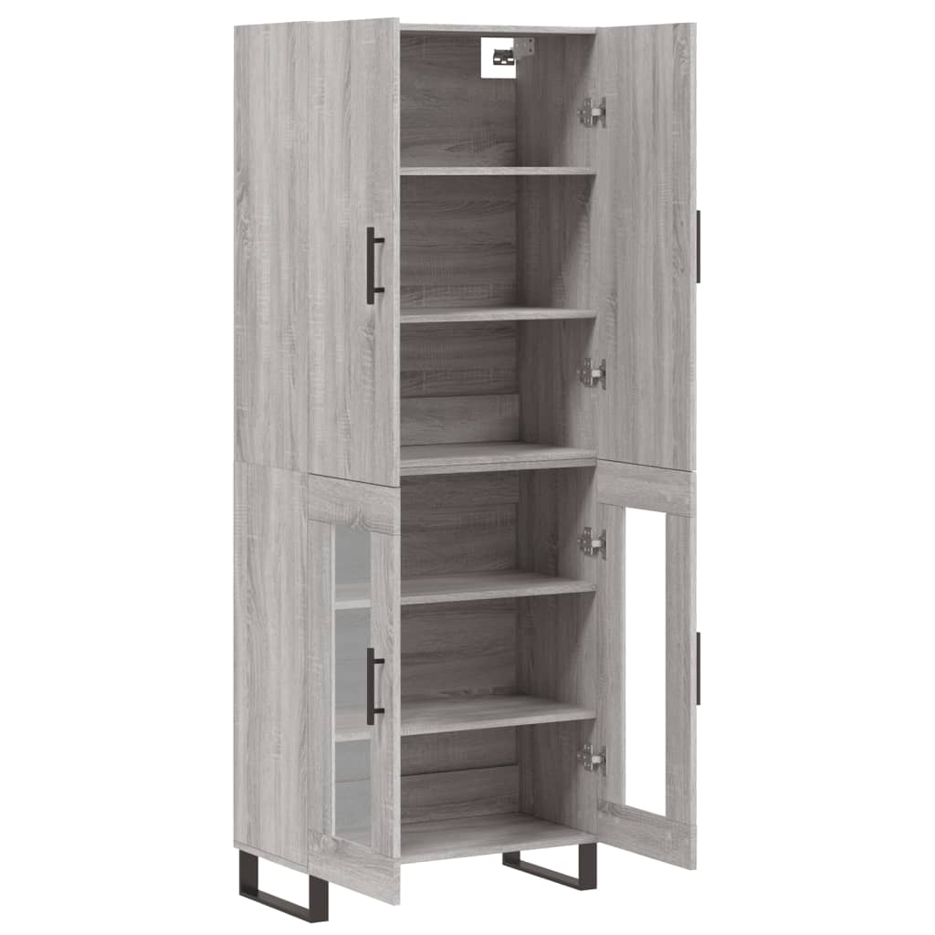 vidaXL Aparador alto madera contrachapada gris sonoma 69,5x34x180 cm