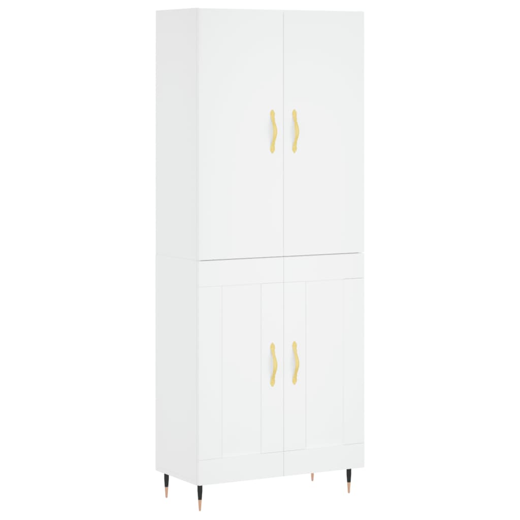 vidaXL Aparador alto madera contrachapada blanco 69,5x34x180 cm