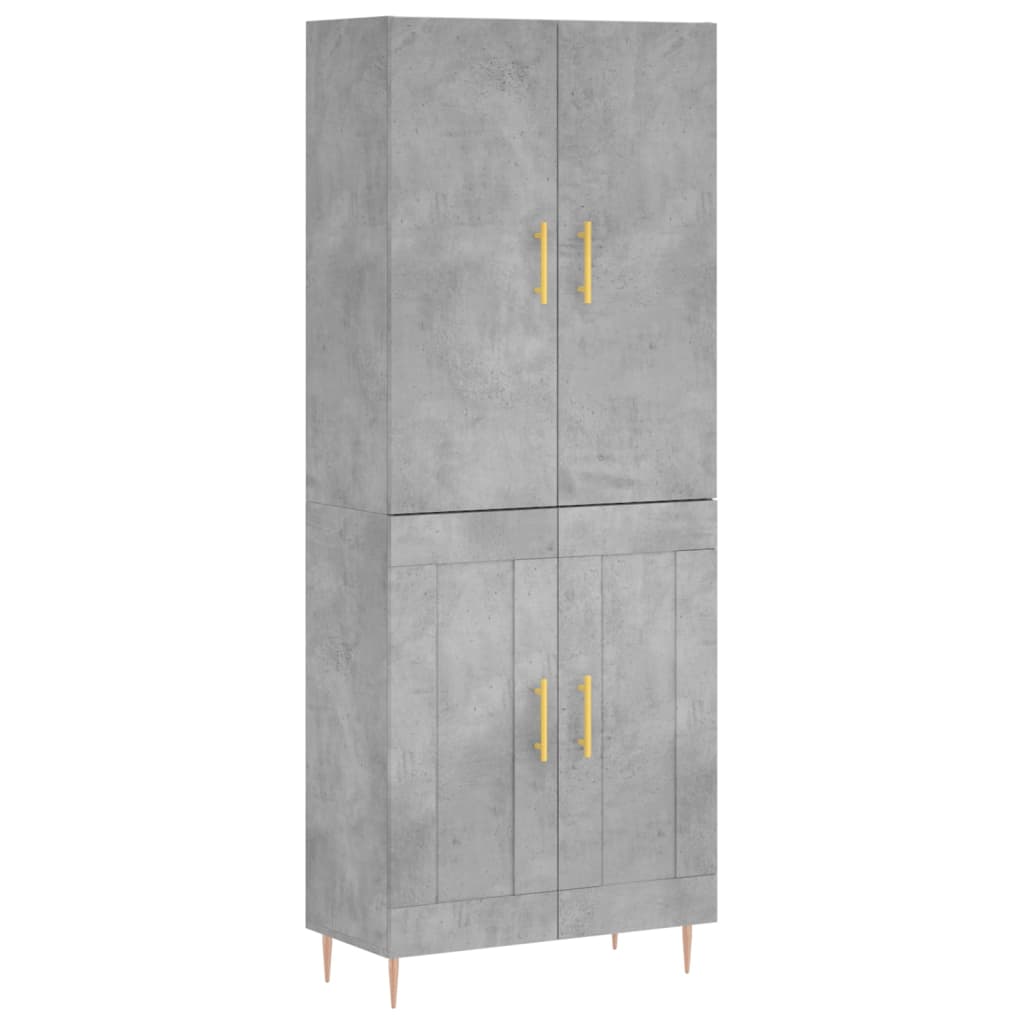 vidaXL Aparador alto madera contrachapada gris hormigón 69,5x34x180 cm