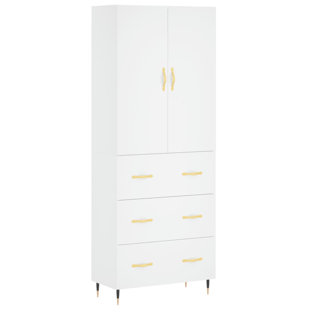 vidaXL Aparador alto madera contrachapada blanco 69,5x34x180 cm