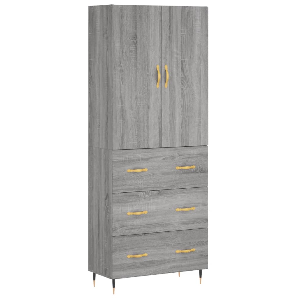 vidaXL Aparador alto madera contrachapada gris sonoma 69,5x34x180 cm