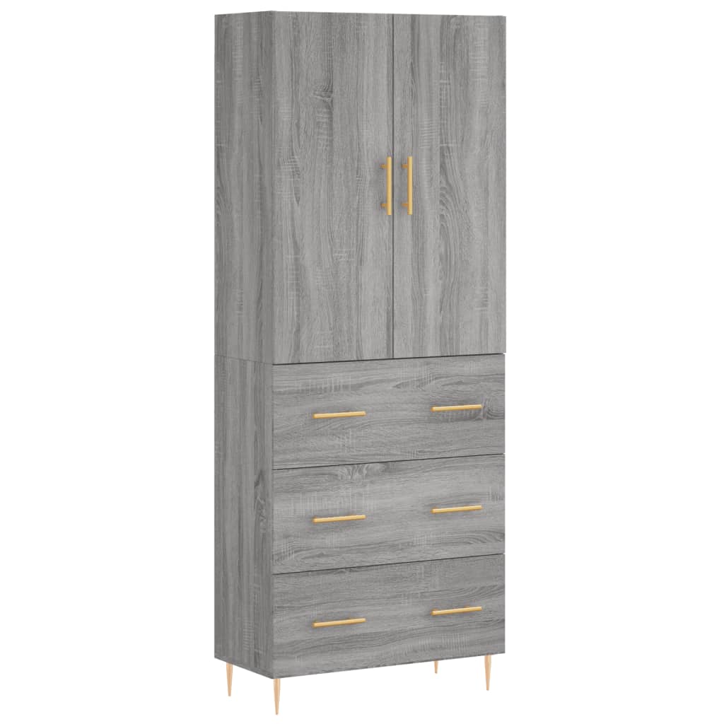 vidaXL Aparador alto madera contrachapada gris sonoma 69,5x34x180 cm