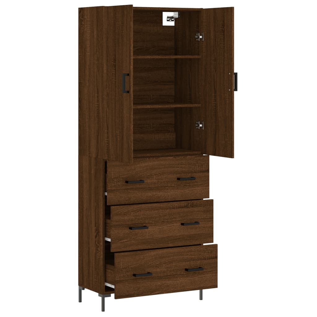 vidaXL Aparador alto madera contrachapada marrón roble 69,5x34x180 cm