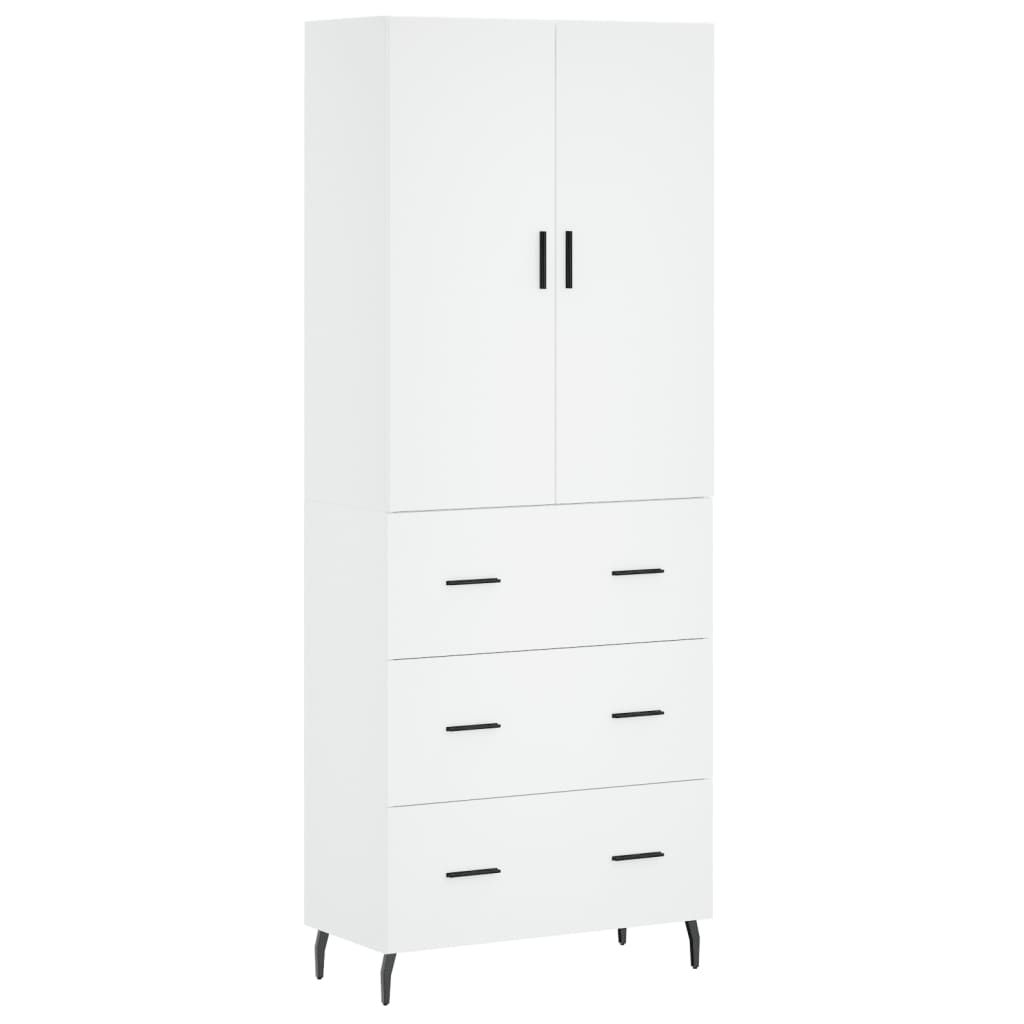 vidaXL Aparador alto madera contrachapada blanco 69,5x34x180 cm