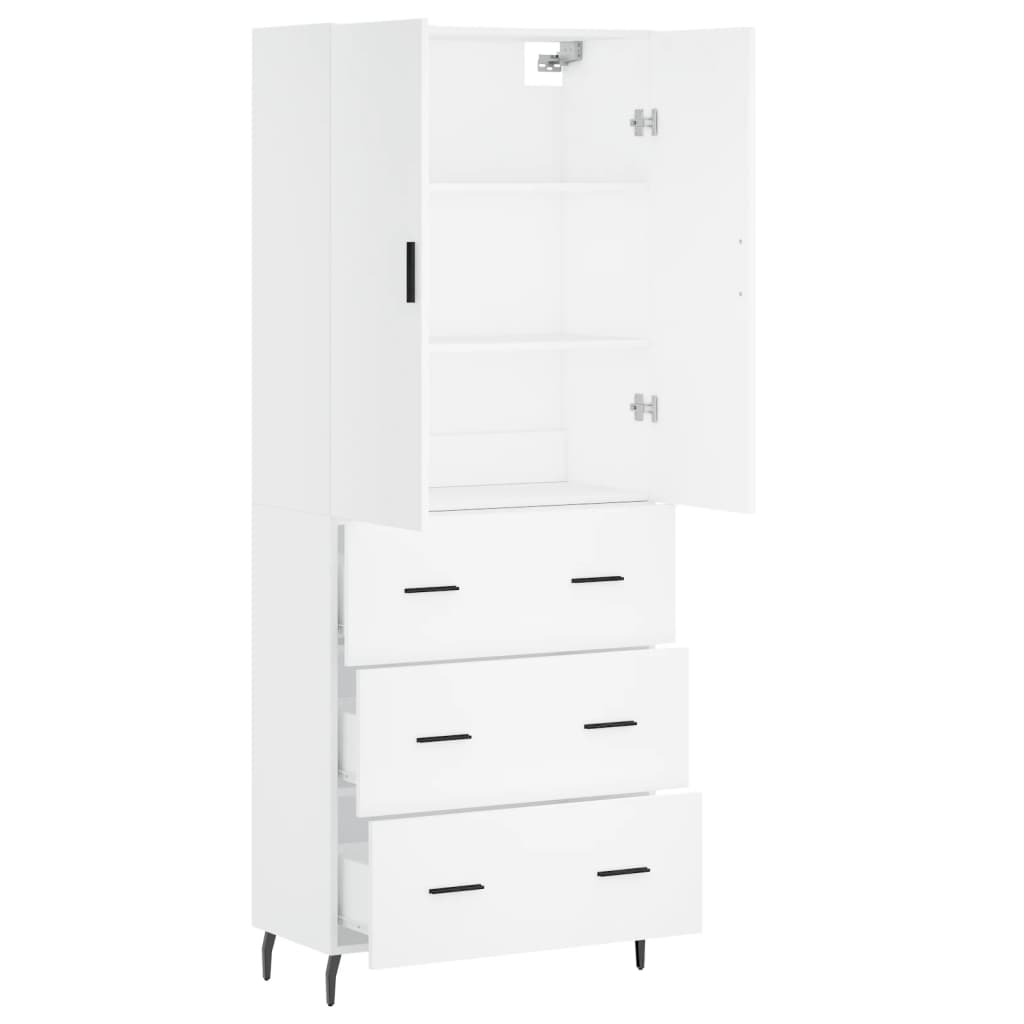 vidaXL Aparador alto madera contrachapada blanco 69,5x34x180 cm