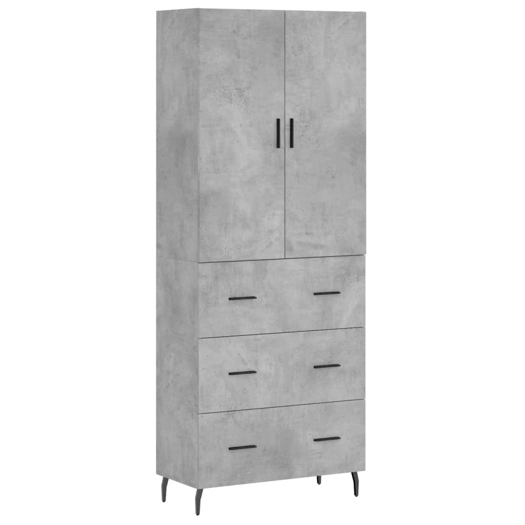 vidaXL Aparador alto madera contrachapada gris hormigón 69,5x34x180 cm