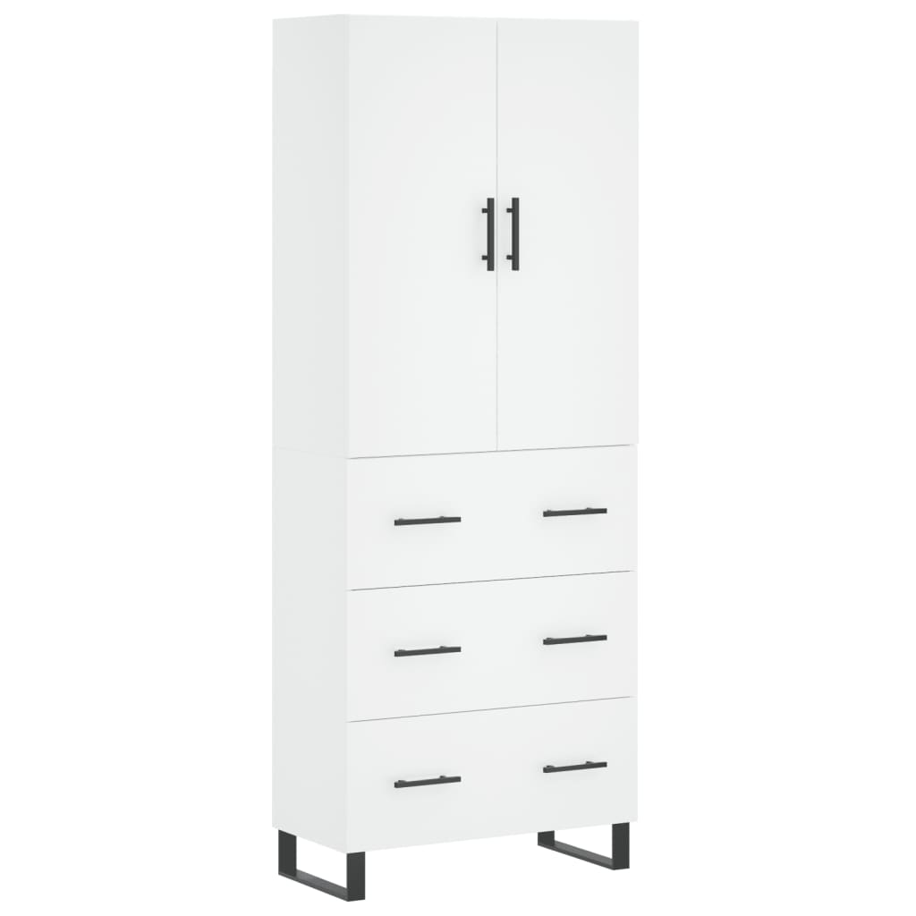 vidaXL Aparador alto madera contrachapada blanco 69,5x34x180 cm