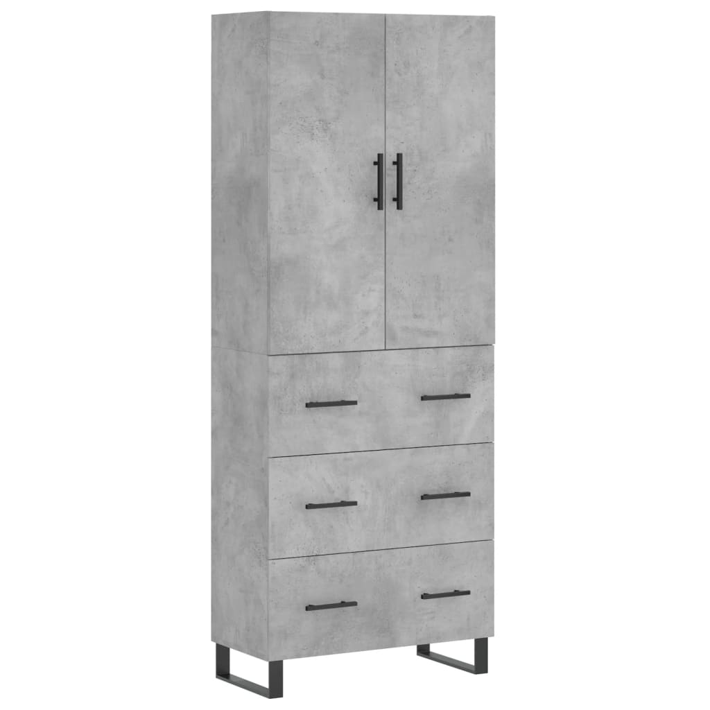 vidaXL Aparador alto madera contrachapada gris hormigón 69,5x34x180 cm