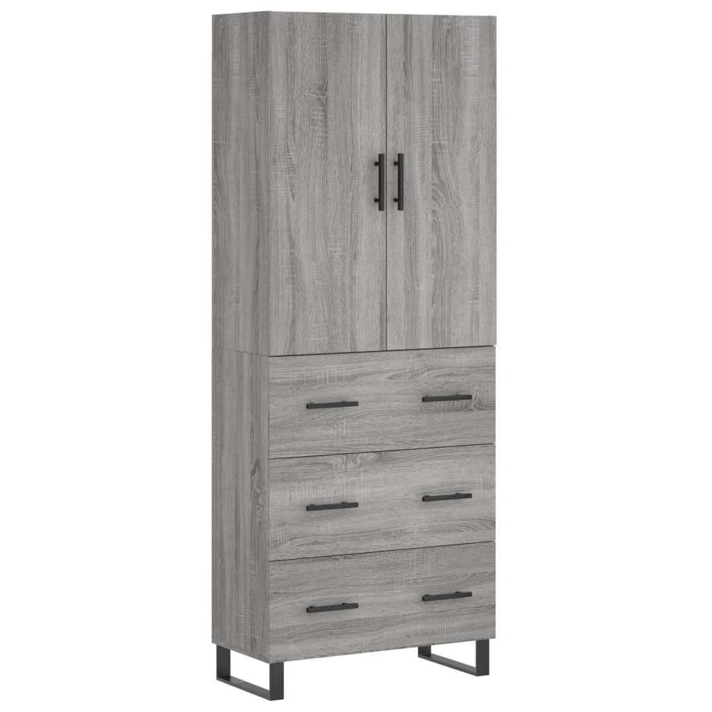 vidaXL Aparador alto madera contrachapada gris sonoma 69,5x34x180 cm