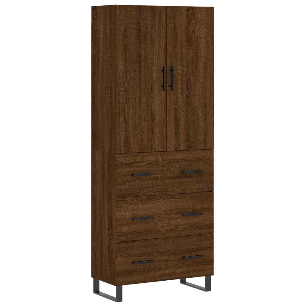 vidaXL Aparador alto madera contrachapada marrón roble 69,5x34x180 cm