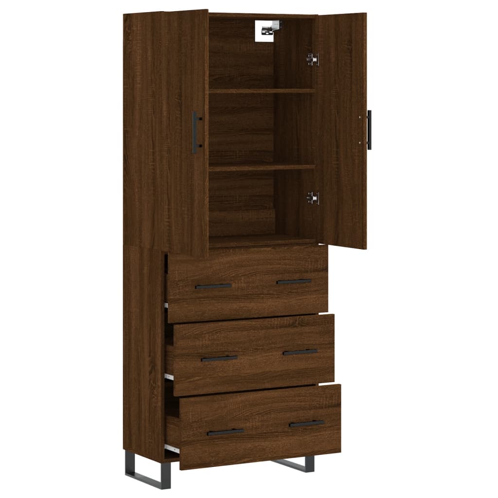 vidaXL Aparador alto madera contrachapada marrón roble 69,5x34x180 cm