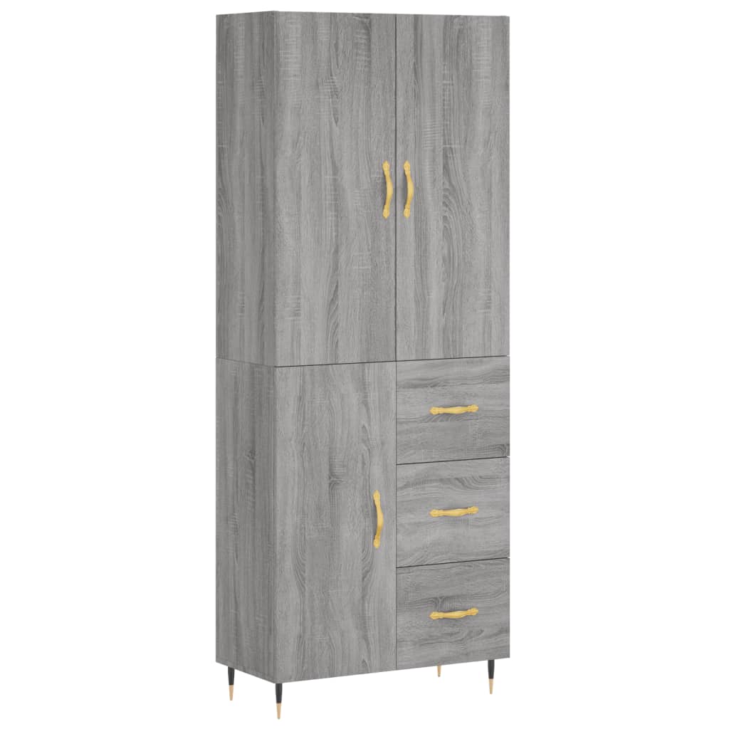 vidaXL Aparador alto madera contrachapada gris sonoma 69,5x34x180 cm