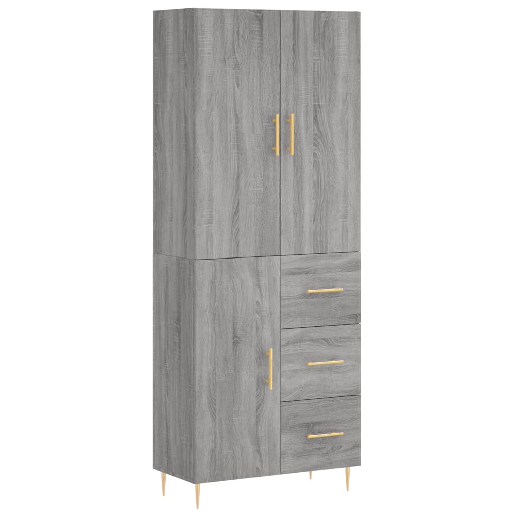 vidaXL Aparador alto madera contrachapada gris sonoma 69,5x34x180 cm