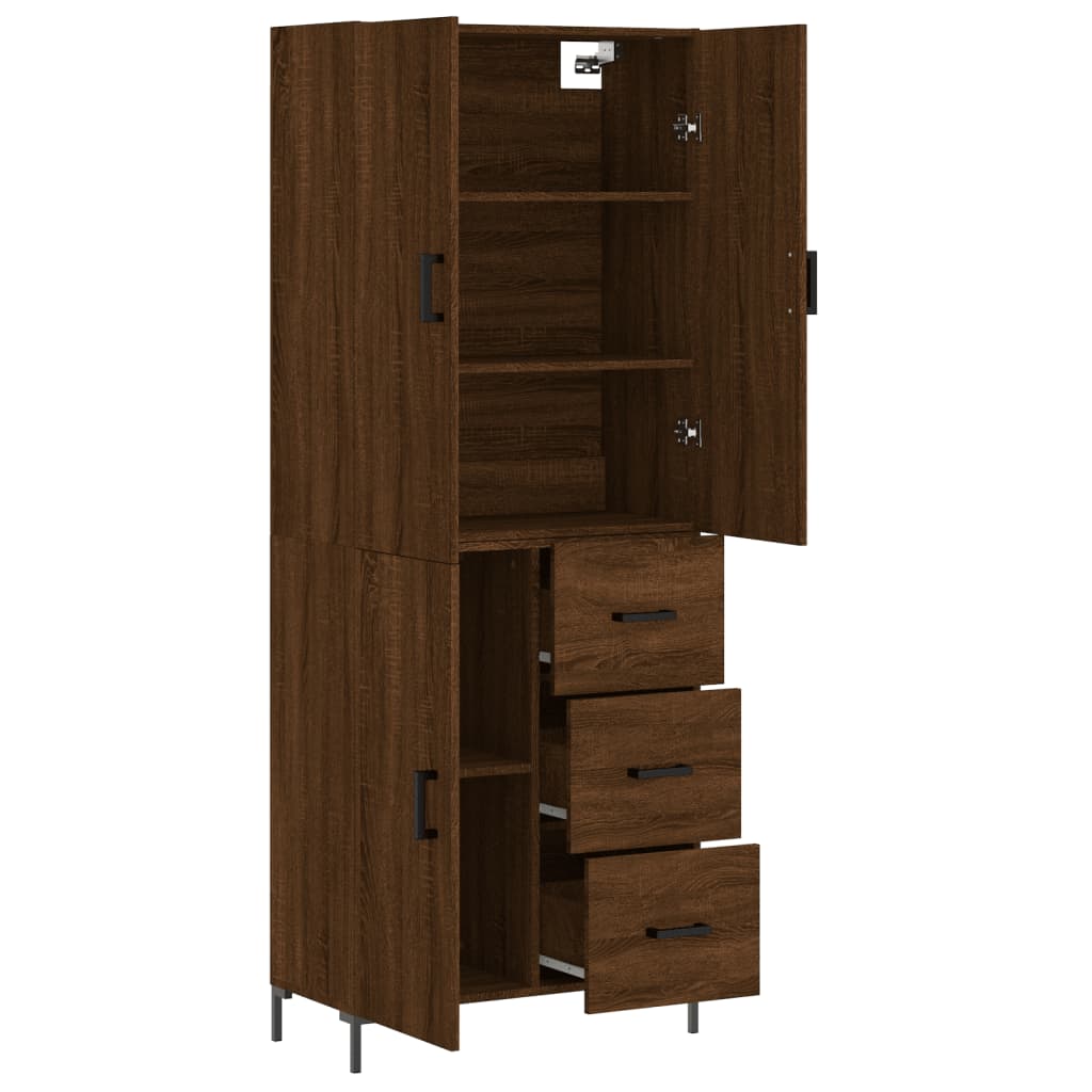 vidaXL Aparador alto madera contrachapada marrón roble 69,5x34x180 cm