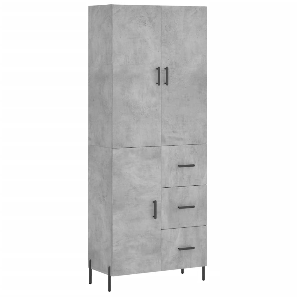 vidaXL Aparador alto madera contrachapada gris hormigón 69,5x34x180 cm