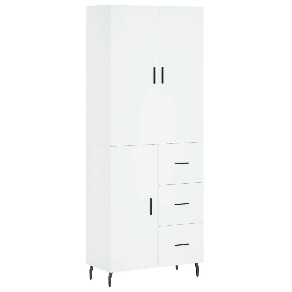 vidaXL Aparador alto madera contrachapada blanco 69,5x34x180 cm