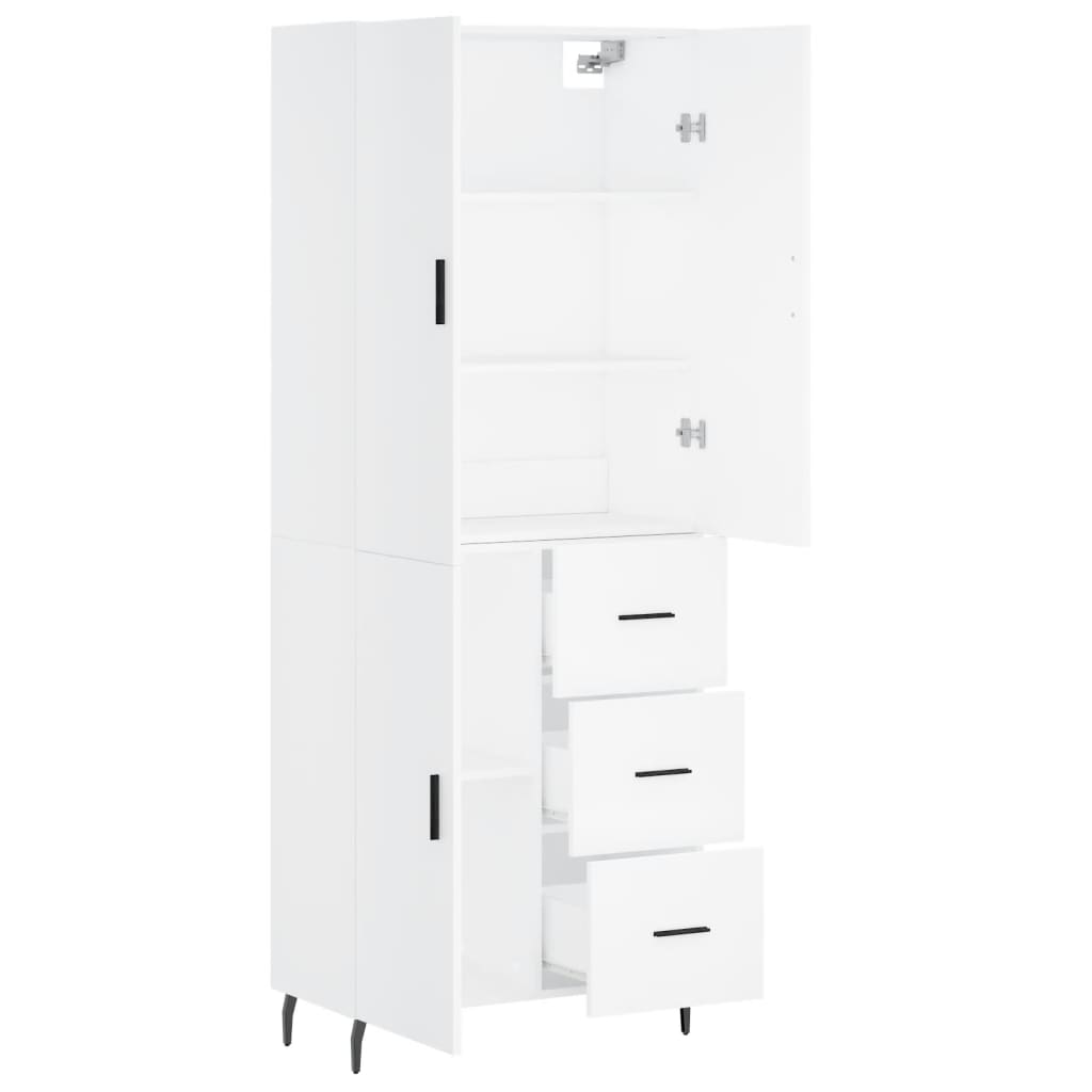 vidaXL Aparador alto madera contrachapada blanco 69,5x34x180 cm