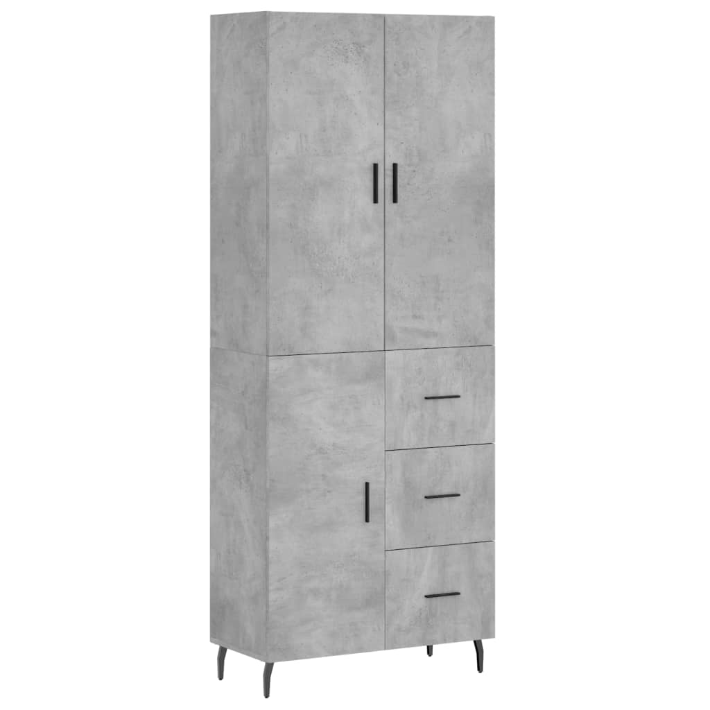 vidaXL Aparador alto madera contrachapada gris hormigón 69,5x34x180 cm